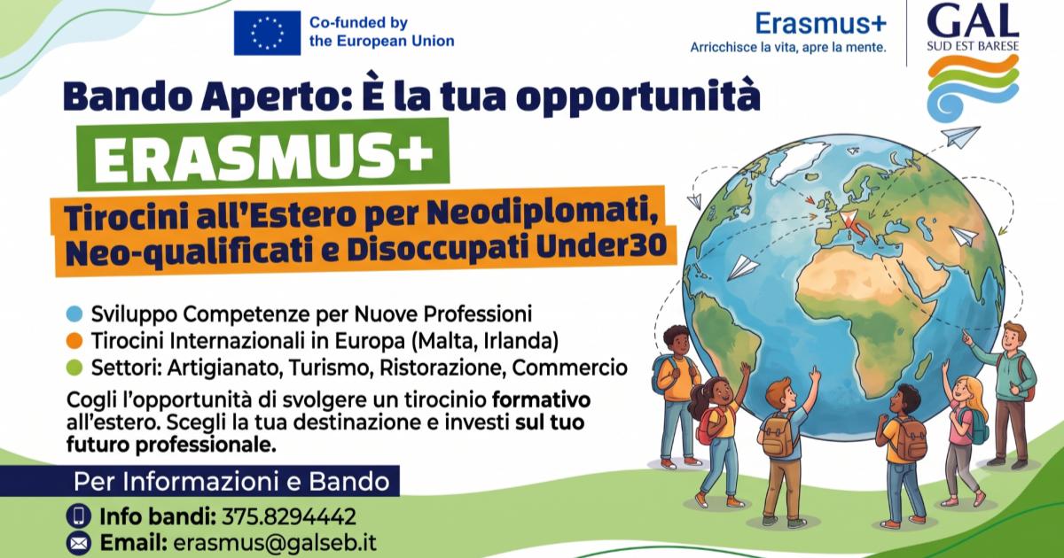 IL PROGRAMMA ERASMUS SI APRE AI GIOVANI DISOCCUPATI UNDER 30